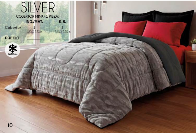 COBERTOR MINK SILVER (1 PIEZA)