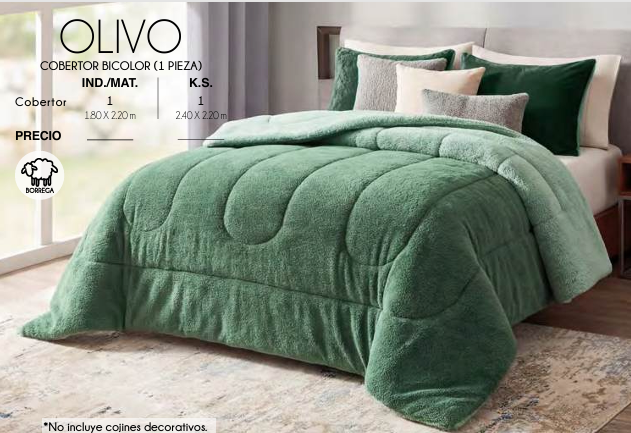 COBERTOR BICOLOR OLIVO (1 PIEZA)