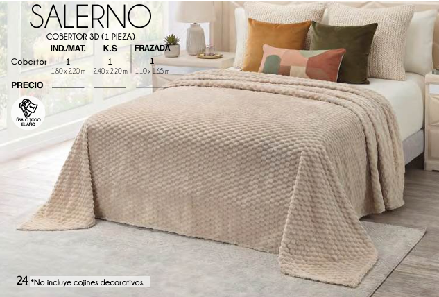 COBERTOR LIGERO 3D SALERNO (1 PIEZA)