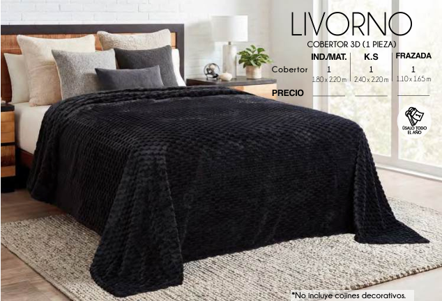 COBERTOR LIGERO 3D LIVORNO (1 PIEZA)