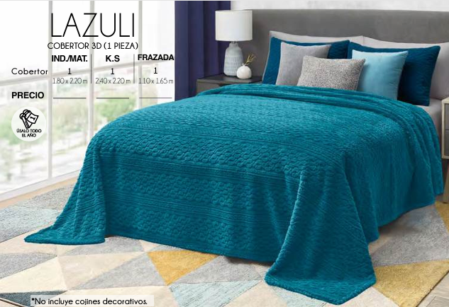 COBERTOR LIGERO 3D LAZULI (1 PIEZA)