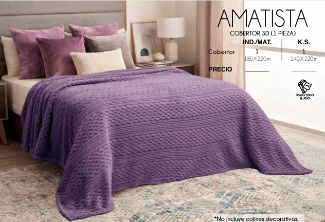COBERTOR LIGERO 3D AMATISTA (1 PIEZA)