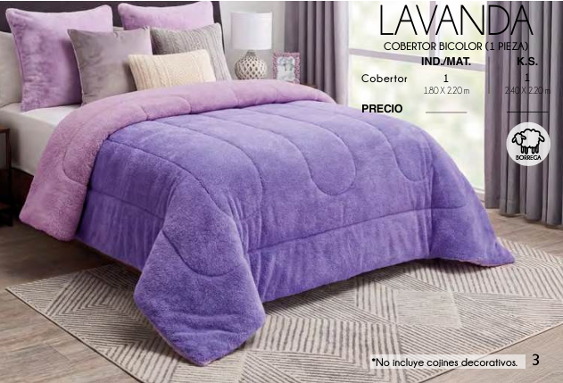 COBERTOR BICOLOR LAVANDA (1 PIEZA)