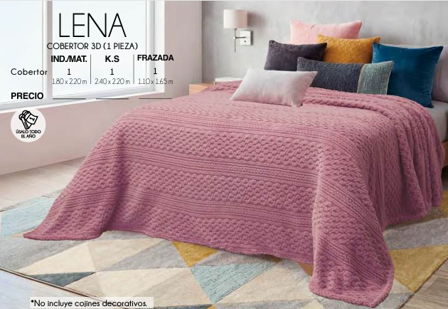 COBERTOR LIGERO 3D LENA (1 PIEZA)