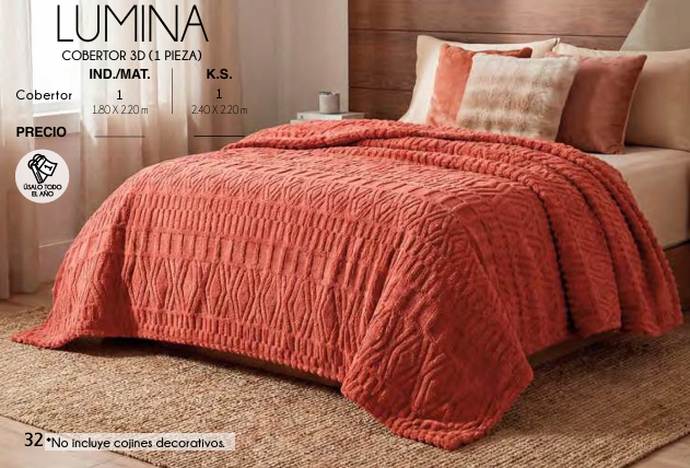 COBERTOR LIGERO 3D LUMINA (1 PIEZA)