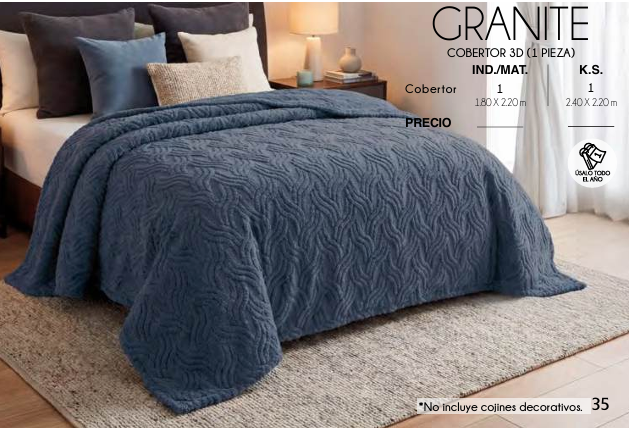 COBERTOR LIGERO 3D GRANITE (1 PIEZA)