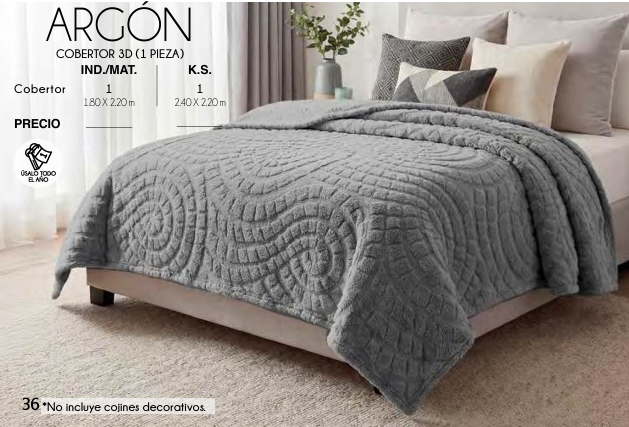 COBERTOR LIGERO 3D ARGÓN (1 PIEZA)