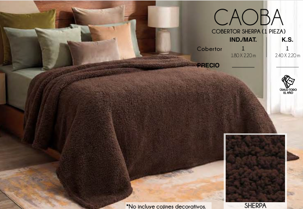COBERTOR SHERPA CAOBA (1 PIEZA)