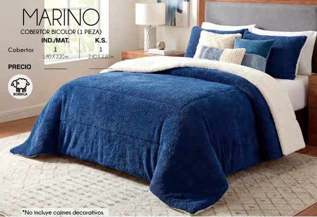 COBERTOR BICOLOR MARINO (1 PIEZA)