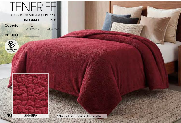 COBERTOR SHERPA TENERIFE (1 PIEZA)