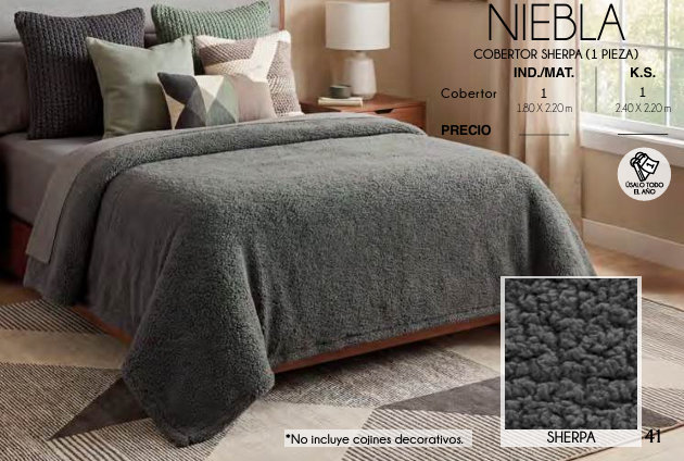 COBERTOR SHERPA NIEBLA (1 PIEZA)