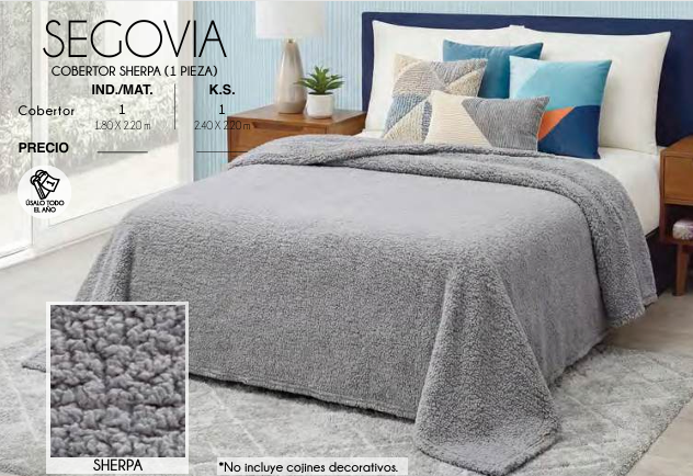 COBERTOR SHERPA SEGOVIA (1 PIEZA)