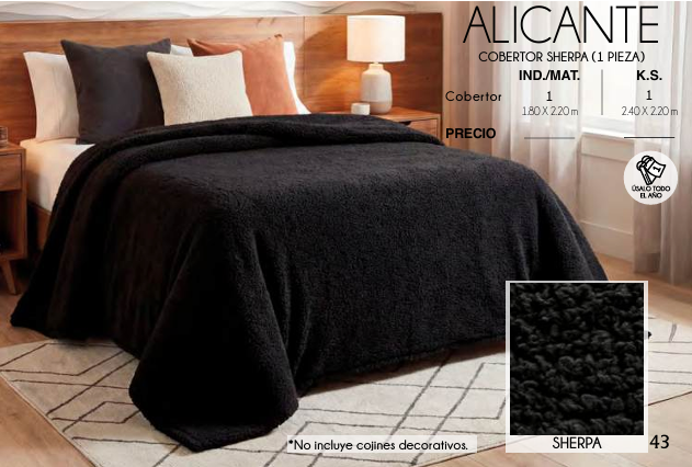 COBERTOR SHERPA ALICANTE (1 PIEZA)