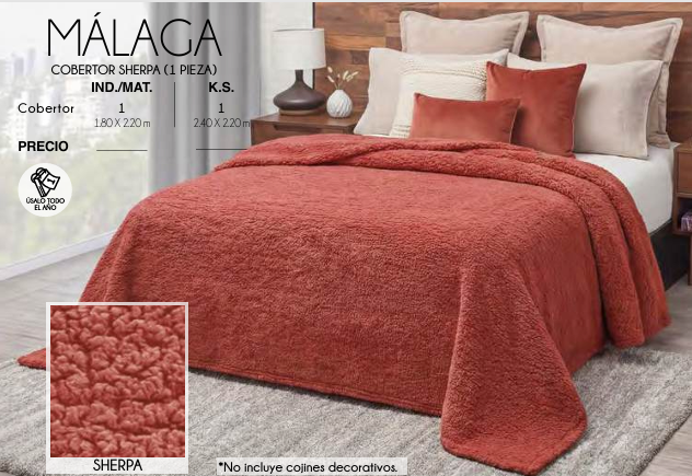 COBERTOR SHERPA MÁLAGA (1 PIEZA)