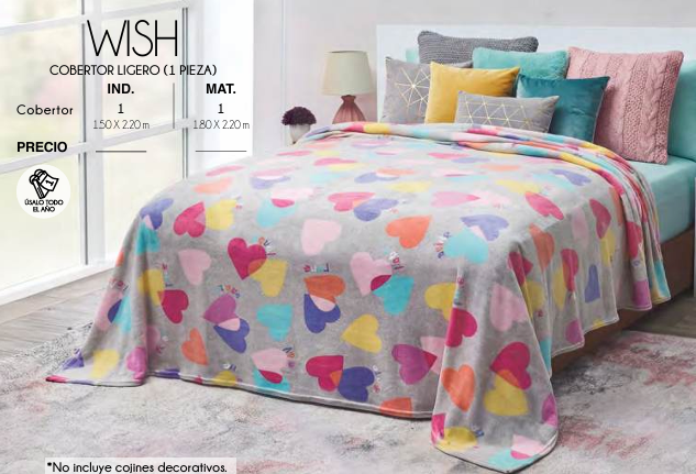 COBERTOR LIGERO WISH (1 PIEZA)
