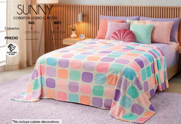 COBERTOR LIGERO SUNNY (1 PIEZA)