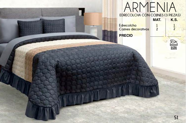 EDRECOLCHA ARMENIA CON COJÍNES (3 PIEZAS)