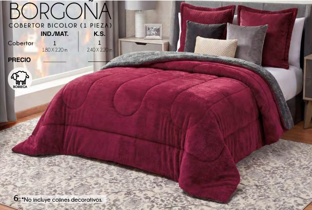 COBERTOR BICOLOR BORGOÑA (1 PIEZA)