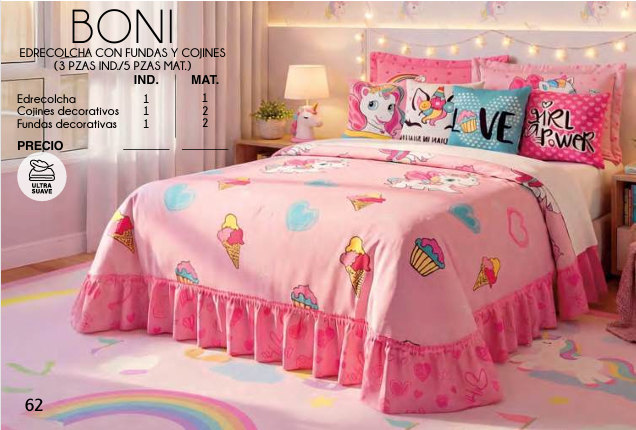 EDRECOLCHA BONI INFANTIL CON FUNDAS Y COJÍNES (3 Y 5 PIEZAS)