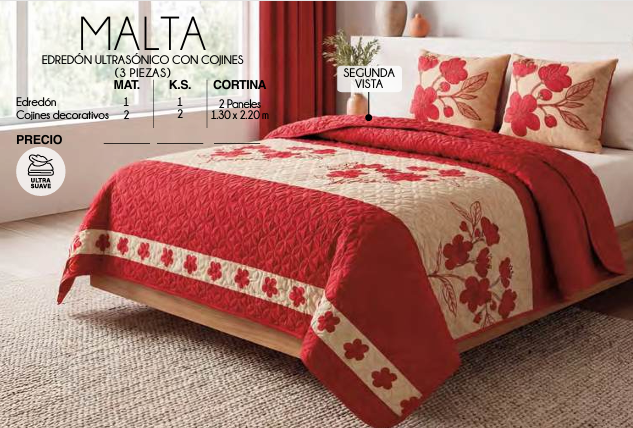 EDREDÓN LIGERO MALTA CON COJÍNES (3 PIEZAS)