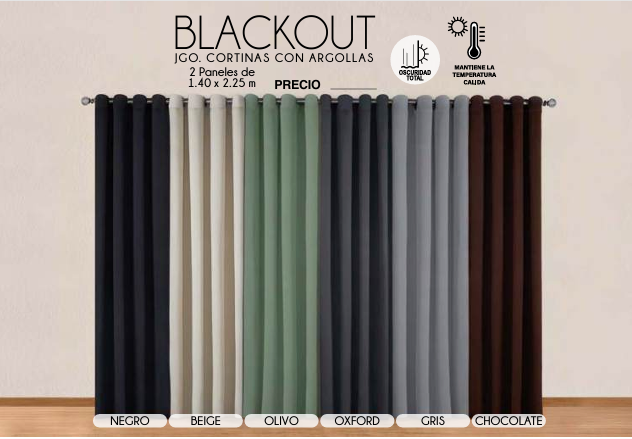 JUEGO DE CORTINAS BLACKOUT CON ARGOLLAS