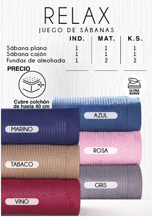 JUEGO DE SÁBANAS ULTRA SUAVES RELAX