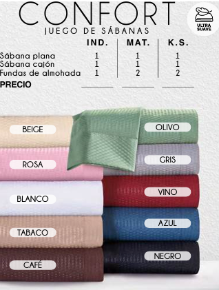 JUEGO DE SÁBANAS CONFORT