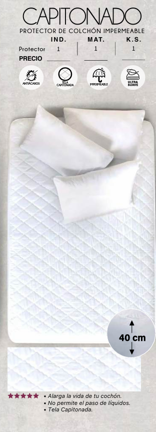 PROTECTOR DE COLCHÓN IMPERMEABLE CAPITONADO